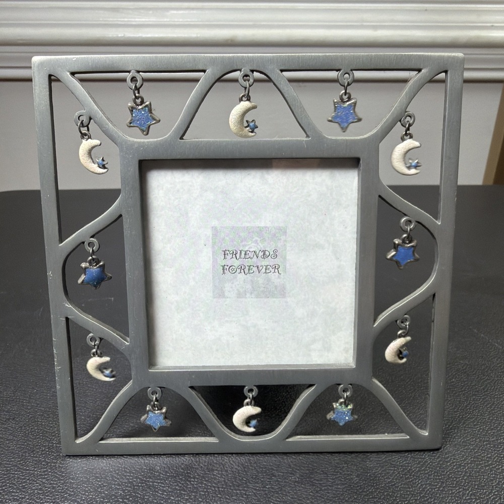 VTG 90s Celestial Metal Photo Frame 5x5 3x3 Stars Moons Metal Y2K Moon Whimsy